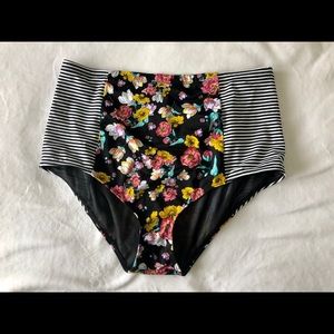 TORRID-Multicolor Floral Stripe Swim Bottom